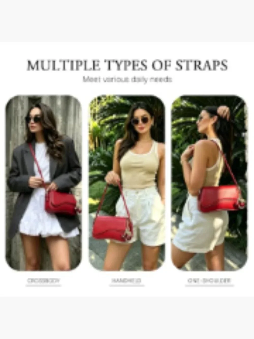 Women's Hobo Crossbody Purse with Cherry Pendant, PU Leather, Detachable Straps